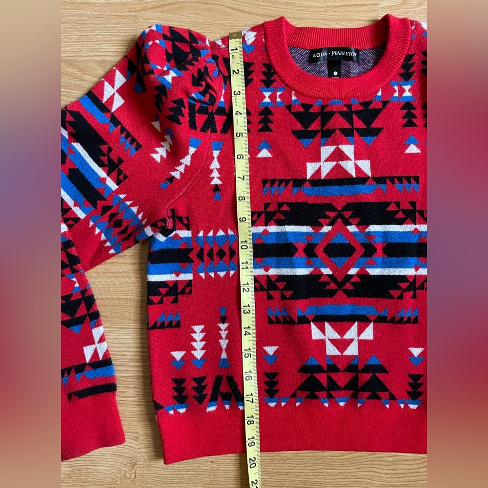Aqua Pendleton Red Sweater Small - image 7